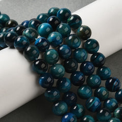 Tiger Eye Blue Beads 8mm Round (Natural/Dyed) 15-16" Strand