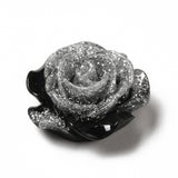 Resin Cabochons, Flower 19mm Glitter Black 10/pk