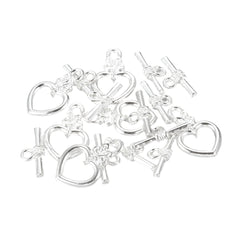 Toggle Clasp Heart 20x13mm Silver 10/pk