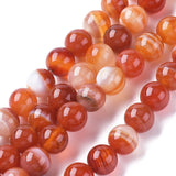 Striped Agate Orange Beads 4mm Round (Natural/Dyed) 15-16" Strand