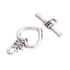 Toggle Clasp Heart 20x13mm Antique Silver 10/pk