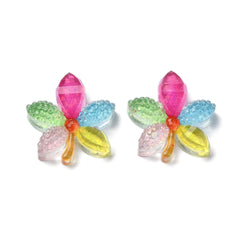 Resin Cabochon Flower Multi Colour 4/pk
