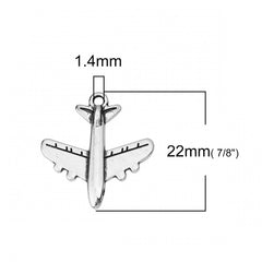 Airplane Metal Pendant 22x20mm 5/pk
