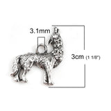 Howling Wolf Pendant 1 1/8 inch Antique Silver 5/pk