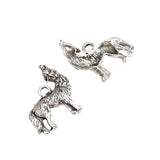 Howling Wolf Pendant 1 1/8 inch Antique Silver 5/pk