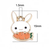 Rabbit w/ Carrot Enamel Charm 15x11mm 5/pk