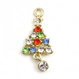 Christmas Tree Rhinestone Pendant 28x13mm Gold 2/pk