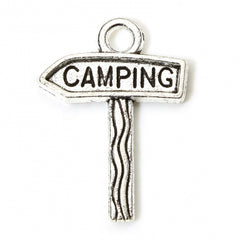 7/8" Camping Sign Metal Charm 5/pk