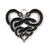 Double Snake Heart Enamel Charm 22x20mm 5/pk