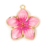 Flower Pendant 1 inch Pearlized Pink Enamel 2/pk