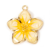 Flower Pendant 1 inch Pearlized Yellow Enamel 2/pk