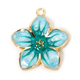 Flower Pendant 1 inch Pearlized Teal Green Enamel 2/pk