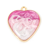 Heart Pendant 1 inch Pearlized Pink Enamel 2/pk