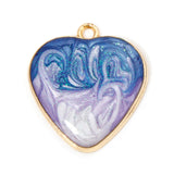 Heart Pendant 1 inch Pearlized Navy Blue Enamel 2/pk