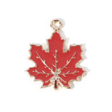 Maple Leaf Pendant 1 inch Red Enamel 5/pk