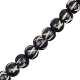 Bone Carved Beads 9mm Black 22/Strand