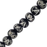 Bone Carved Beads 11mm Black 18/Strand