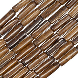 Bone Carved Tube Beads 1" Brown 8/Strand