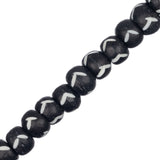 Bone Carved Beads 8mm Black & White 24/Strand