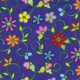 Cotton Fabric Kokum Flowers 58" Navy - Half Yard