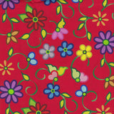 Cotton Fabric Kokum Flowers 58" Red - Half Yard