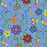 Cotton Fabric Kokum Flowers 58" Turquoise - Half Yard