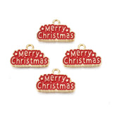 Merry Christmas Enamel Charm 12x20mm 5/pk