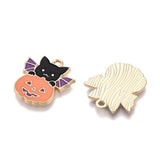 Bat with Pumpkin Enamel Pendant 19x18mm 5/pk