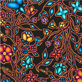 Cotton Fabric Ojibway Florals #2 Black - Half Yard