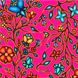Cotton Fabric Ojibway Florals #2 Fuchsia - Half Yard