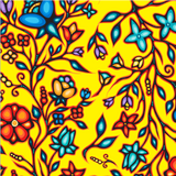 Cotton Fabric Ojibway Florals #2 Yellow - Half Yard