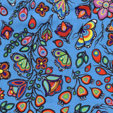 Cotton Fabric Ojibway Florals #5 Turquoise - Half Yard