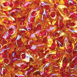 Long Magatama Beads #363 Dark Pink Lined Amber 8.5g