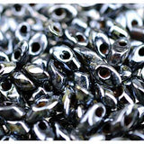 Long Magatama Beads #4511L Picasso Black Luster 6g