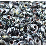 Long Magatama Beads #4511 Picasso Smoky Black 8.5g