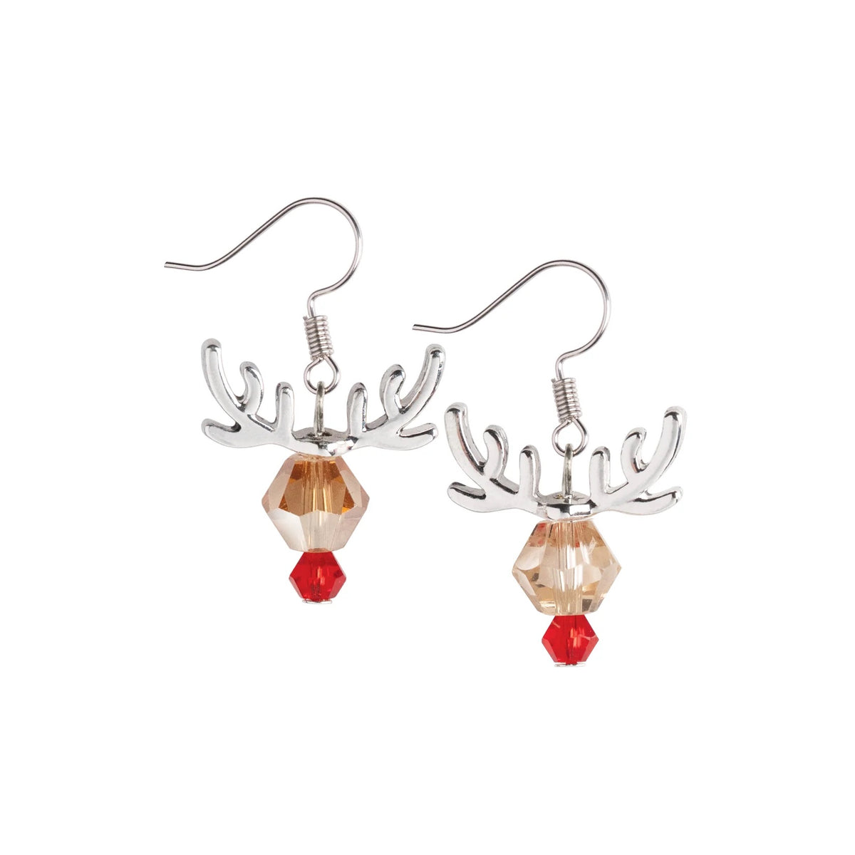 Additional view of the Solid Oak Nostalgic Christmas Reindeer earring kit, white background