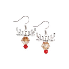 Additional view of the Solid Oak Nostalgic Christmas Reindeer earring kit, white background