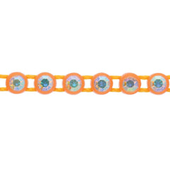 Plastic Rhinestone Banding 2mm Orange/Crystal AB 10yd/pk