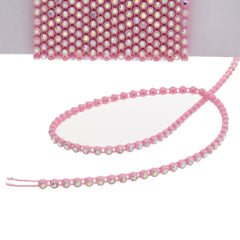 Plastic Rhinestone Banding 2mm Pink/Crystal AB 10yd/pk