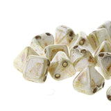 *Czech Pyramid Stud Beads 6mm White Honey Drizzle 25/strand