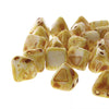 *Czech Pyramid Stud Beads 6mm White Picasso 25/strand