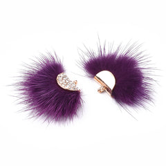 Faux Mink Fur Tassels 1.25" Purple 2/pk