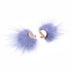 Faux Mink Fur Tassels 1.25" Slate Blue 2/pk