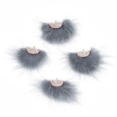 Faux Mink Fur Tassels 1.25" Slate Grey 2/pk