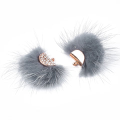Faux Mink Fur Tassels 1.25" Slate Grey 2/pk