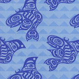 Cotton Fabric Haida Killer Whale Blue - Half Yard