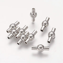 Magnetic Tube Clasp 13x6mm Nickel (2mm Hole) 2/pk