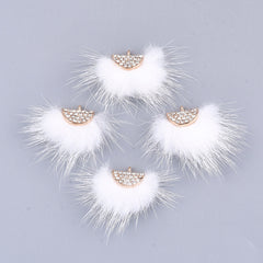 Faux Mink Fur Tassels 1.25" White 2/pk