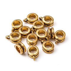 Bead Bails Rondelle 12x8mm Antique Gold 5/pk