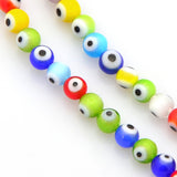 Evil Eye Round Glass Beads 4mm Multi Mix 15" Strand